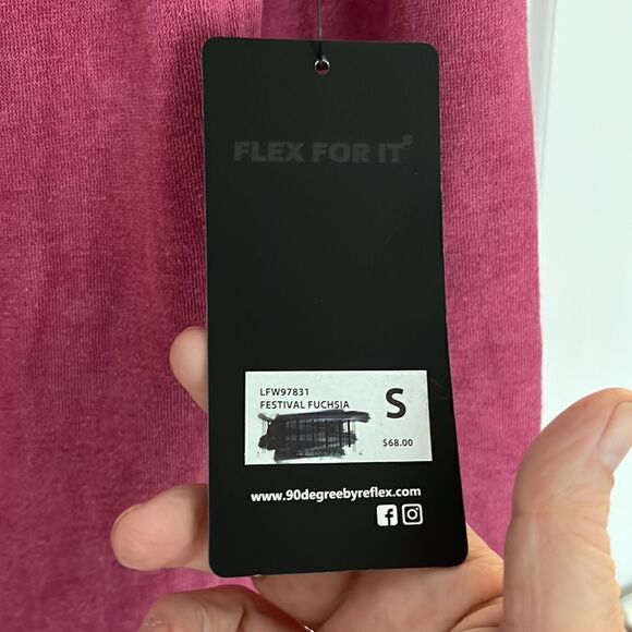 90 Degree by reflex Festival Fuscia Sweatshirt Side Slits - Picture 3 of 6